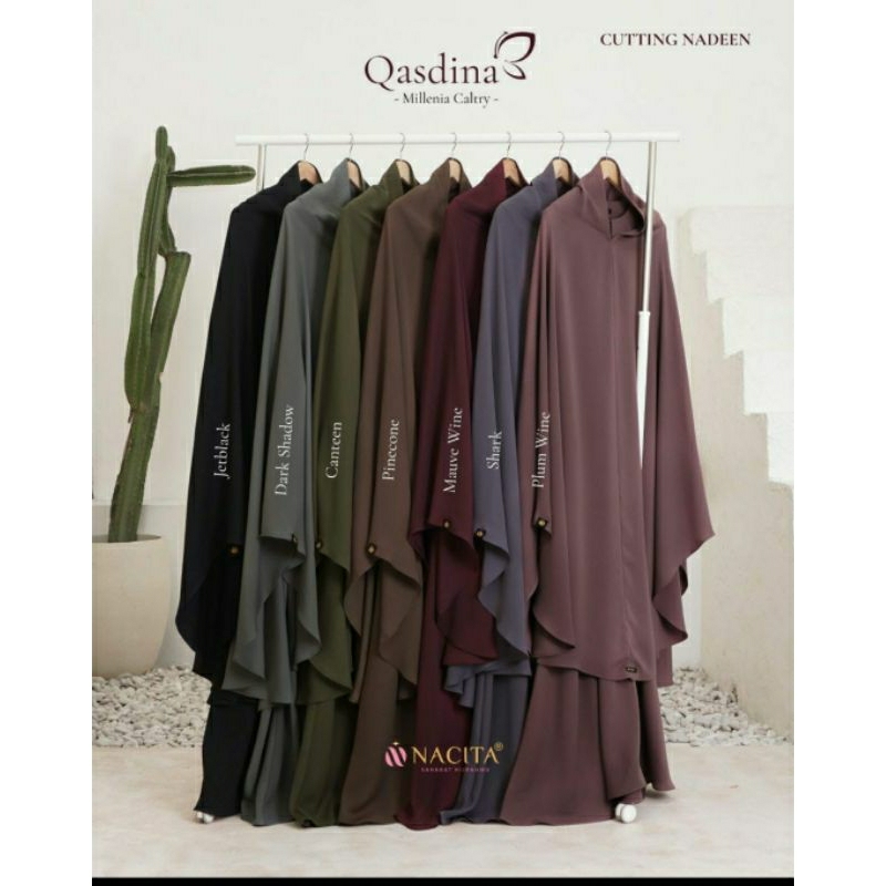 NACITA -  Set Gamis Syari QASDINA cutting standar warna dan jetblack  Bisa COD