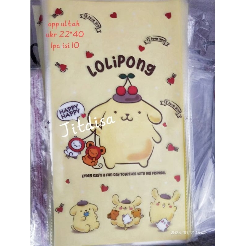 

(Isi 10)Plastik Partybag Ulang Tahun POMPOMPURIN (ultah) 22x40 / Plastik Partybag Karakter / Plastik OPP LOLIPONG