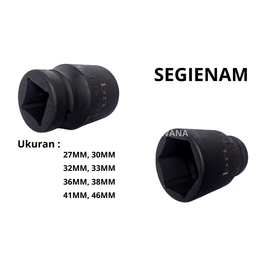 Yougz Rezeky Mata Kunci Sock 1Inchi 46Mm Impact Angin Manual Impek Cocok Untuk Buka Pinion Truk