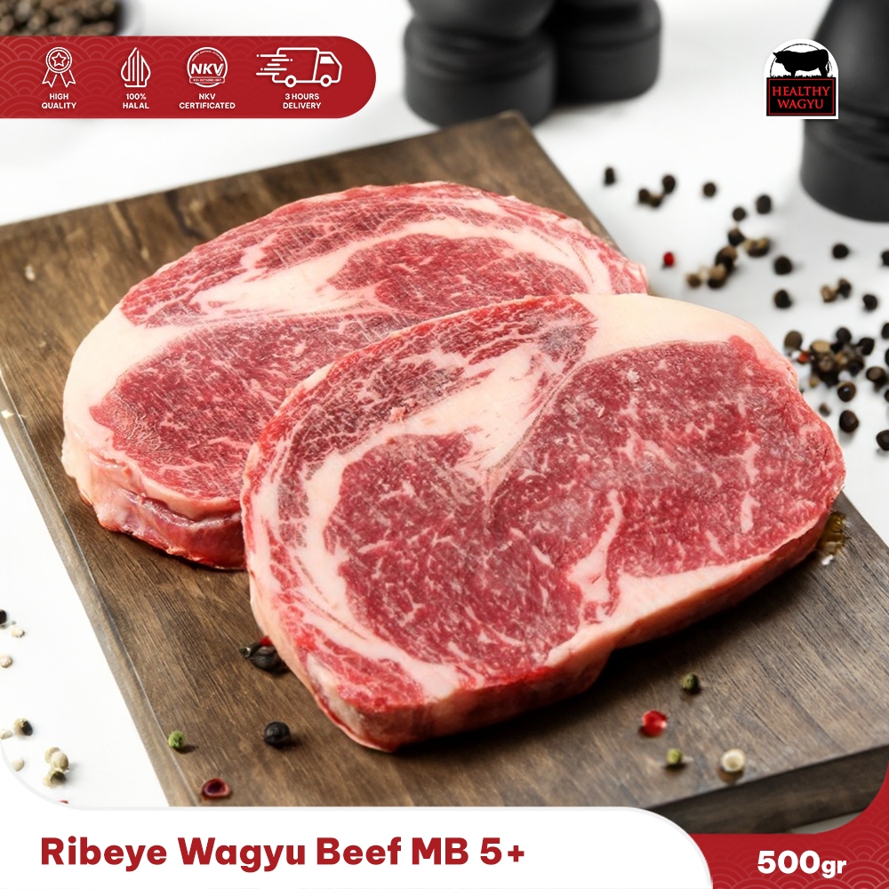 

Ribeye Wagyu Beef Steak Mb 5+ 500gr Healthy Wagyu