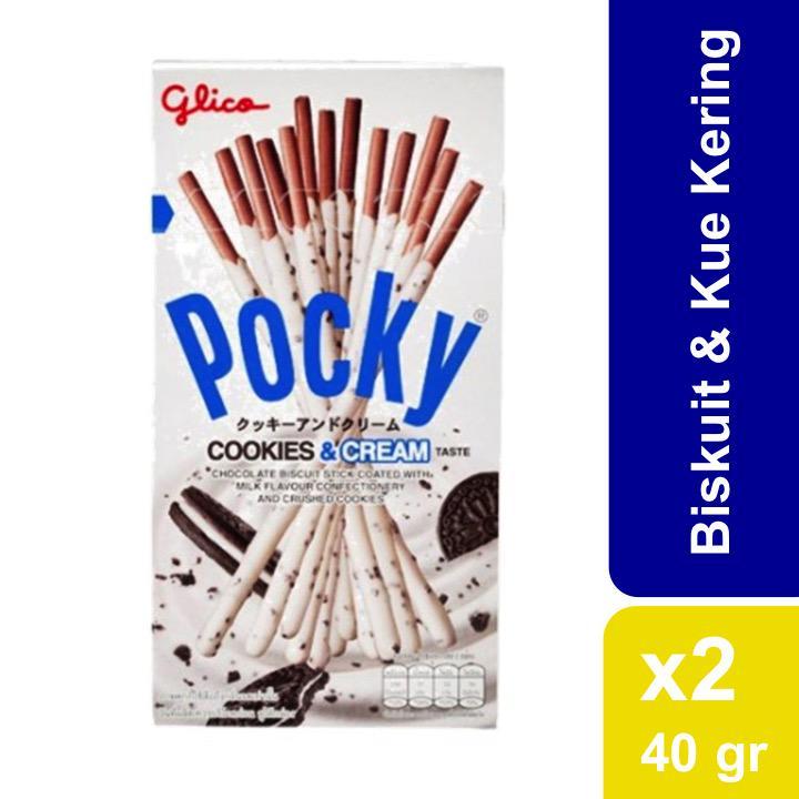 

Glico Pocky Biskuit Cookies Cream 2 x 40 gr FREE TEH PUCUK HARUM