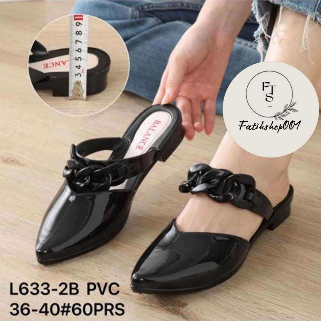 Sepatu Heels Wanita  tali rantai khusus hitam L633 (36-40) sepatu Wanita Korean Style