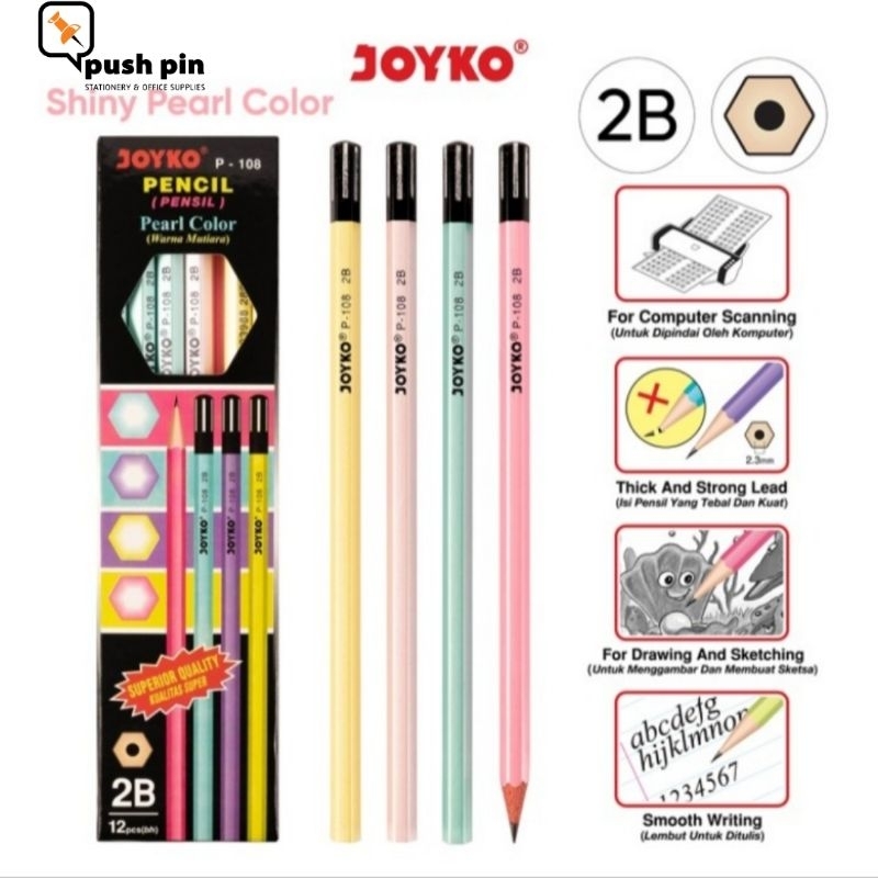 

Joyko Pencil Pensil P-108 2B Pearl 1 BOX 12 PCS