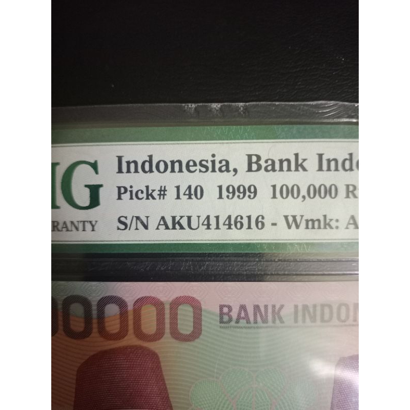 uang kuno 100.000 rupiah polymer tahun 1999 prefix cantik pmg