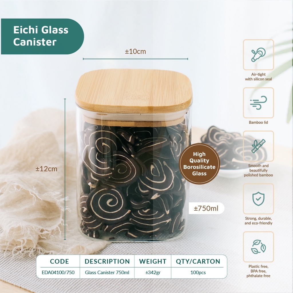 CATALINA - EDA 04100-750 | Toples Kaca 750ml - Storage Jar Borosilikat Kedap Udara