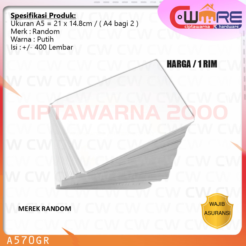 

Kertas A5 Hvs Putih 70Gr Neuro A4/2 perpack rim