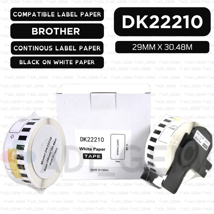 

COMPATIBLE LABEL PAPER BROTHER DK-22210 - 29MM X 30.48M - QL-500 QL-820NWB QL-1050 QL-1100