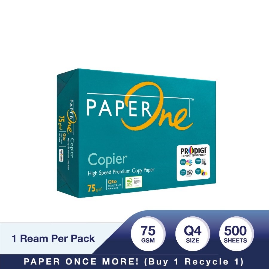 

PaperOne Kertas Quarto 75gr Copier 1 Rim (500 lembar) Kertas HVS