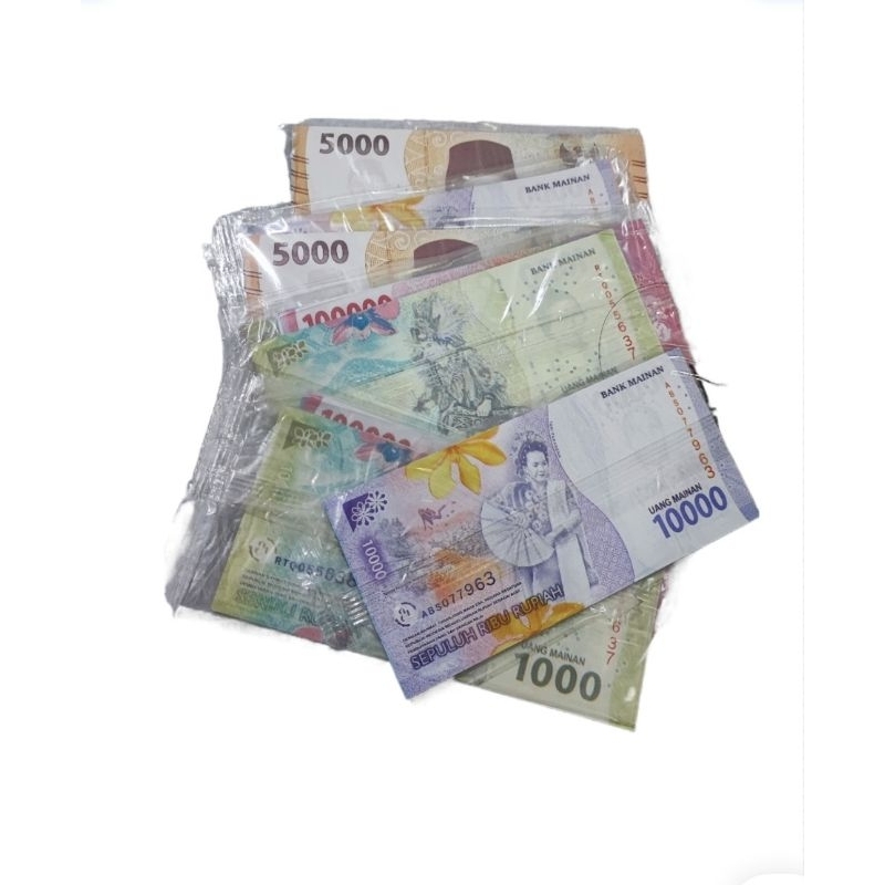 Uang Kertas Mainan Anak Isi 12 Lembar Polos / 10 Lembar Karakter