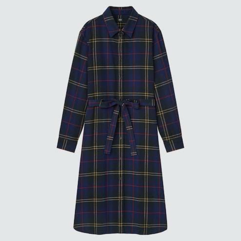 100% ORIGINAL UNIQLO WOMAN GAUN KEMEJA FLANNEL LENGAN PANJANG