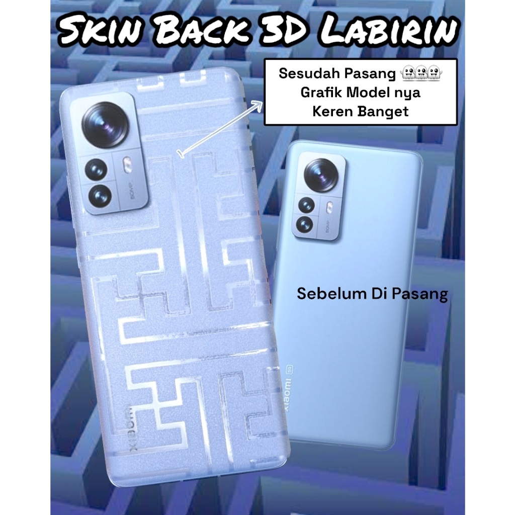 2024 Back Skin 3D Labirin VIVO Y03 Y17s Y16 Y35 Y31 Y30 Y30i Y50 Y12s Y15s Y20 Y20i Y20s Y20sG Y01 Y02 Y02s Y02T Y12 Y15 Y17 Y11 Y12i Y91 Y93 Y95 V9 Garskin Belakang Anti Gores Pelindung A Jamur Clear+Matte Doff Transparant Motif Plastik Bening 4G 5G