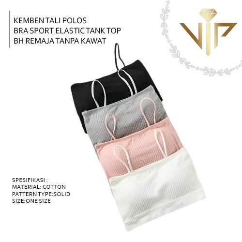 VIP Kemben Tali Polos Bra Sport Elastic Tank Top BH Remaja Tanpa Kawat