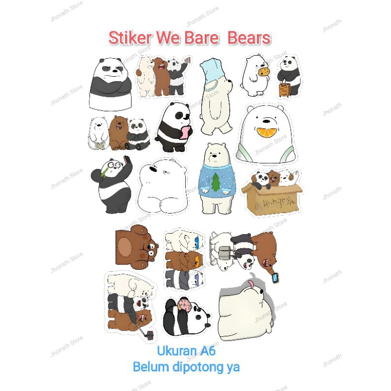 

Sticker Unik Lucu We Bare Bears / Sticker Karakter / Sticker Cartoon Lucu Belum dipotong Ukuran A6