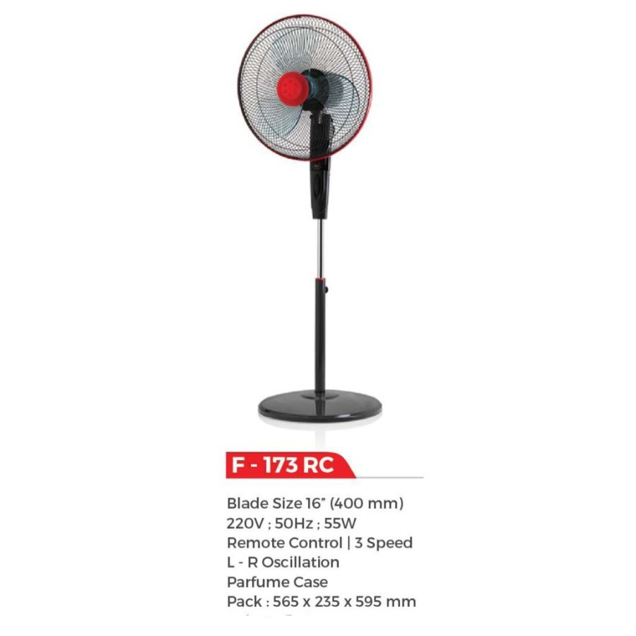 Maspion Kipas Angin Berdiri Stand Fan 16" Remot F 173 RC F 173RC F173