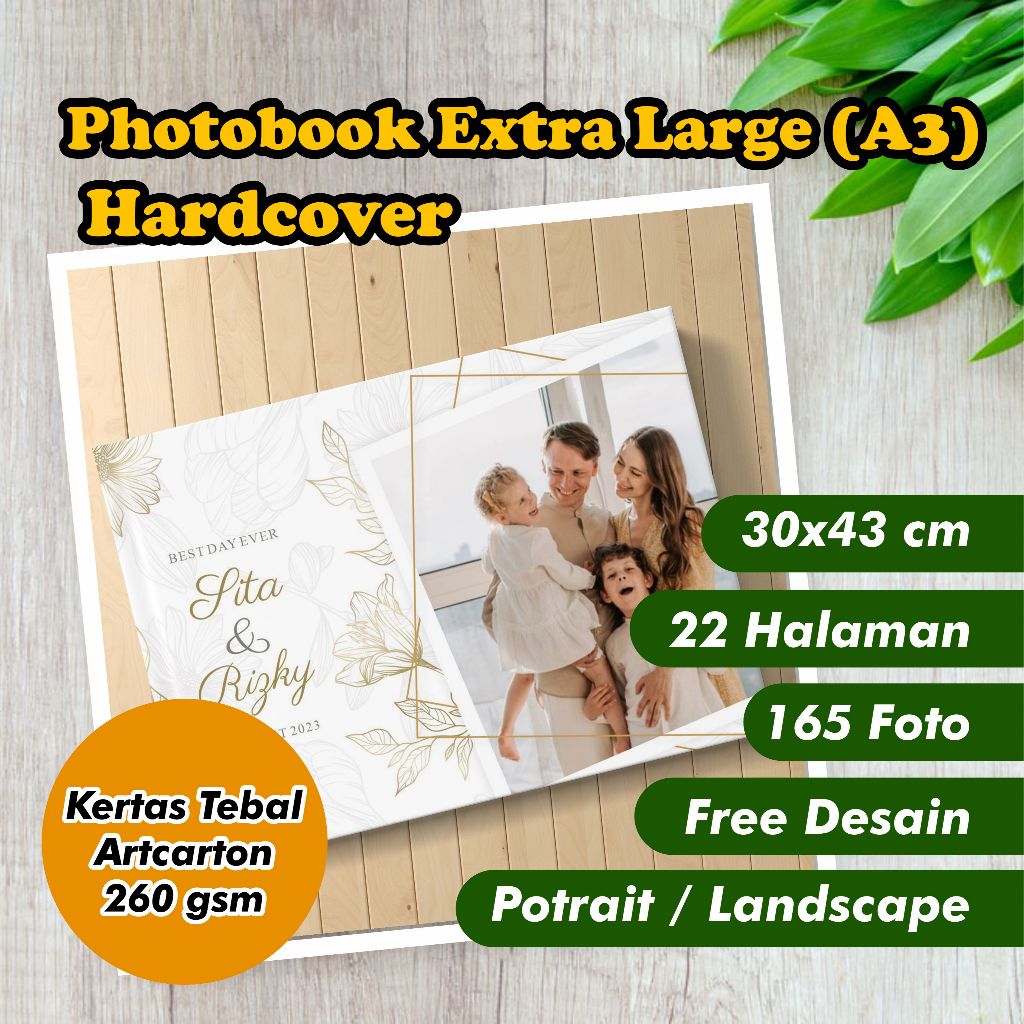 Photobook XL / A3 (22 hal) - 165 FOTO - 30 x 43 cm - Hardcover - Cetak Album Magazine Foto Book Kola