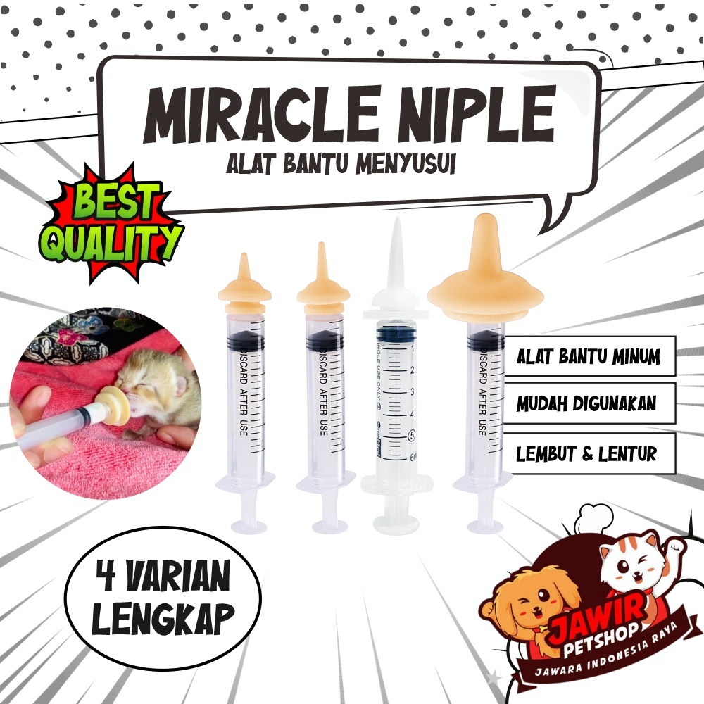 MIRACLE NIPPLE Pentil Dot Alat Bantu Susu Spet Anak Bayi Kucing Kecil Mini Niple Nipel Untuk Anakan 