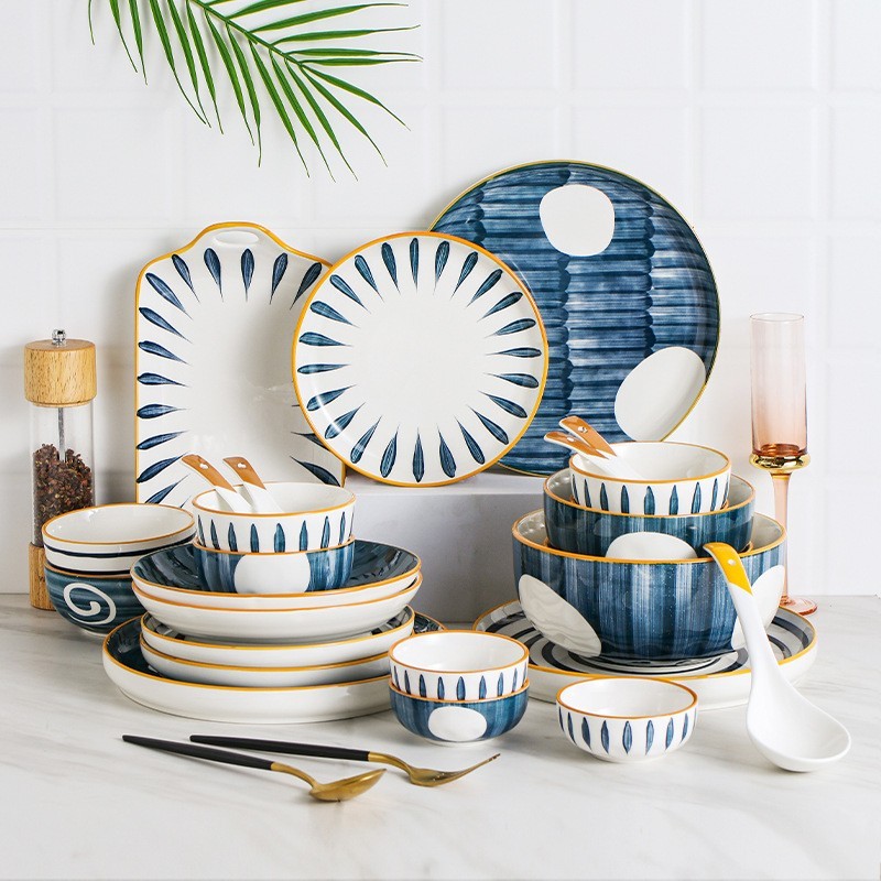 Mangkok Gagang Mangkuk Saji Panci Keramik Mangkuk Dapur Gaya Jepang Mangkok Set Premium Mangkok Saji