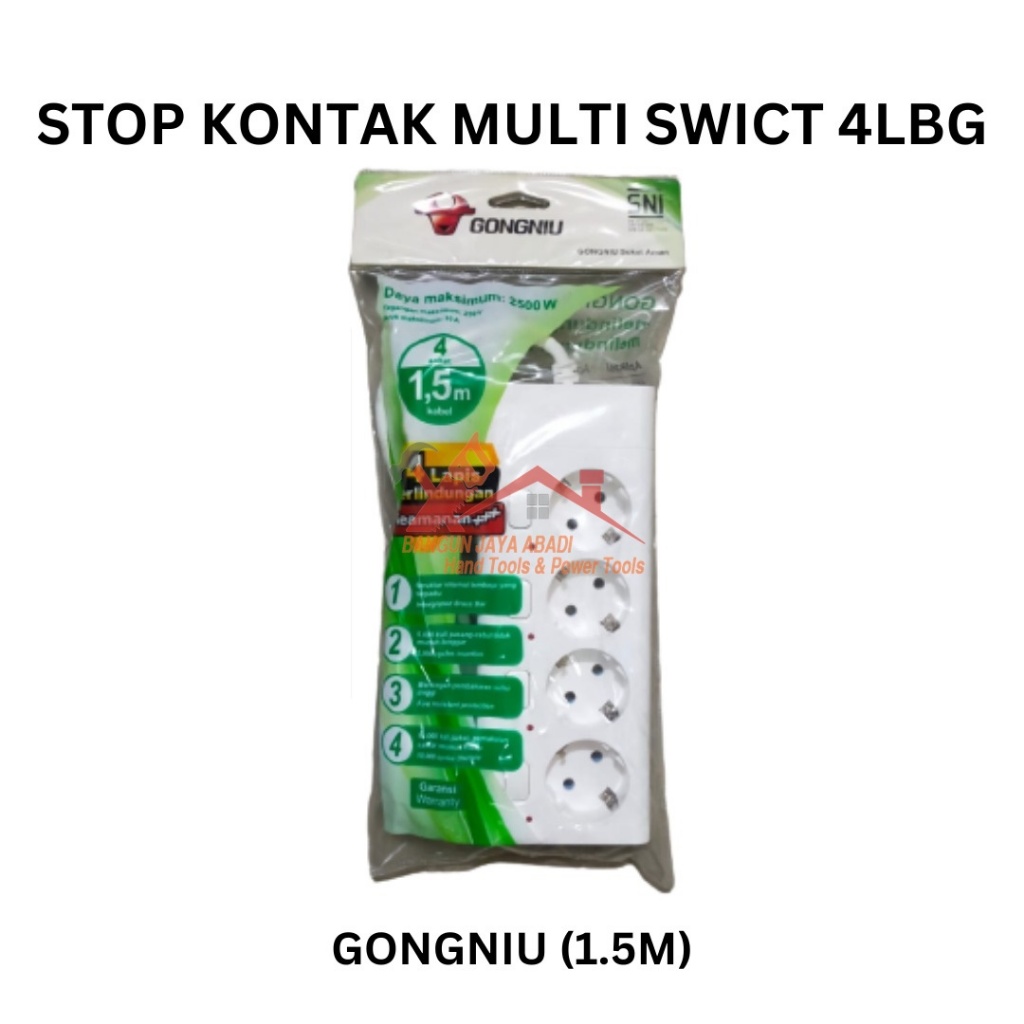 Gongniu 4 Lubang 1.5M Stop Kontak G-1040