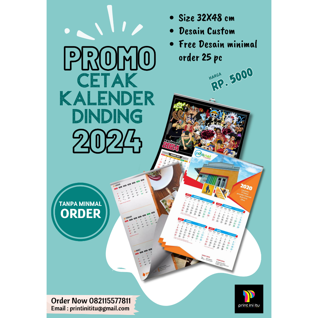 

Cetak Kalender dinding custom 2024 Art Carton 230 gsm 32x48 cm
