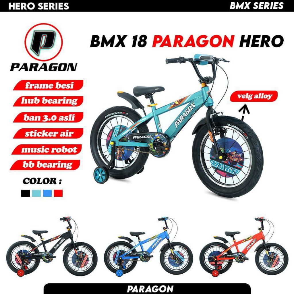 SEPEDA ANAK COWOK BMX 18 PARAGON HERO BAN 3.0 VELG ALLOY