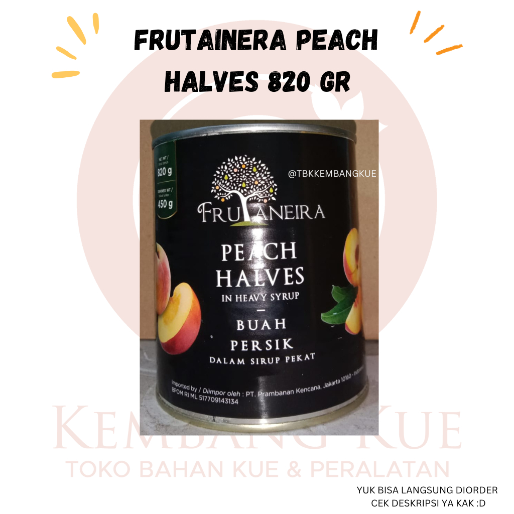 

FRUTAINERA PEACH HALVES 820 GR/ buah kaleng persik/ buah kaleng peach