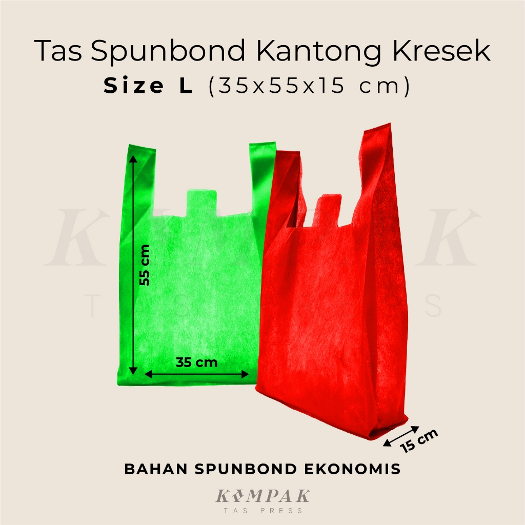 

1 KODI/20 PCS - Tas Kresek Spunbond 35x55x15 Kantong Goodie Bag Murah