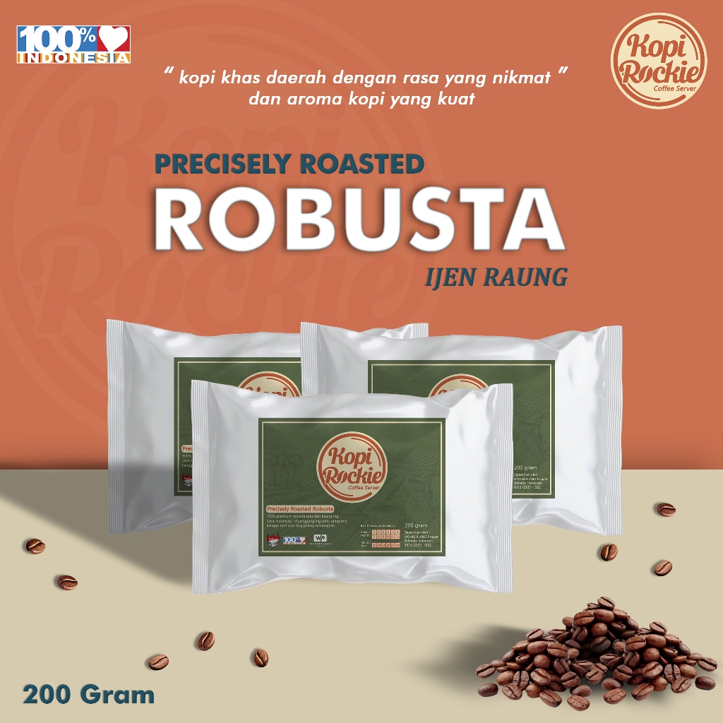 

Premium Kopi Bubuk Robusta Ijen Raung Fresh Roasted - KOPI ROCKIE - 200 Gram