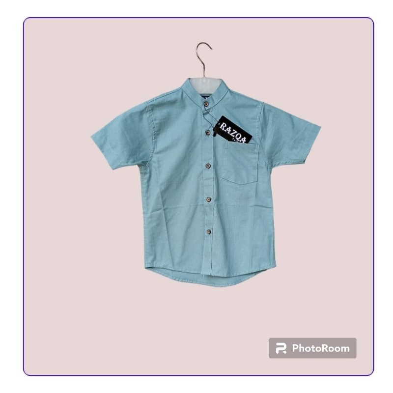 Kemeja koko Anak Biru wardah polos / Kemko kurta anak birut Wardah lengan Pendek