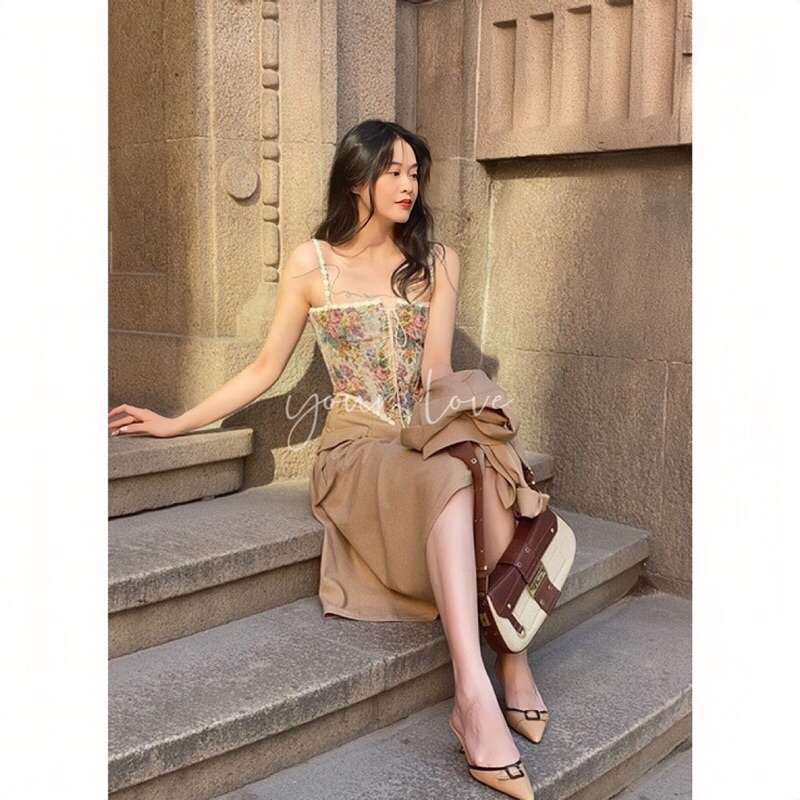 Vest Vintage - Korset Bunga Vintage - Tanktop Vintage - Vest Korea Vintage - Vest Bunga Vintage - Ve