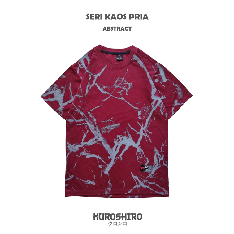 KUROSHIRO - Kaos Laki Laki Abstract Baju Pria Dewasa-MAROON