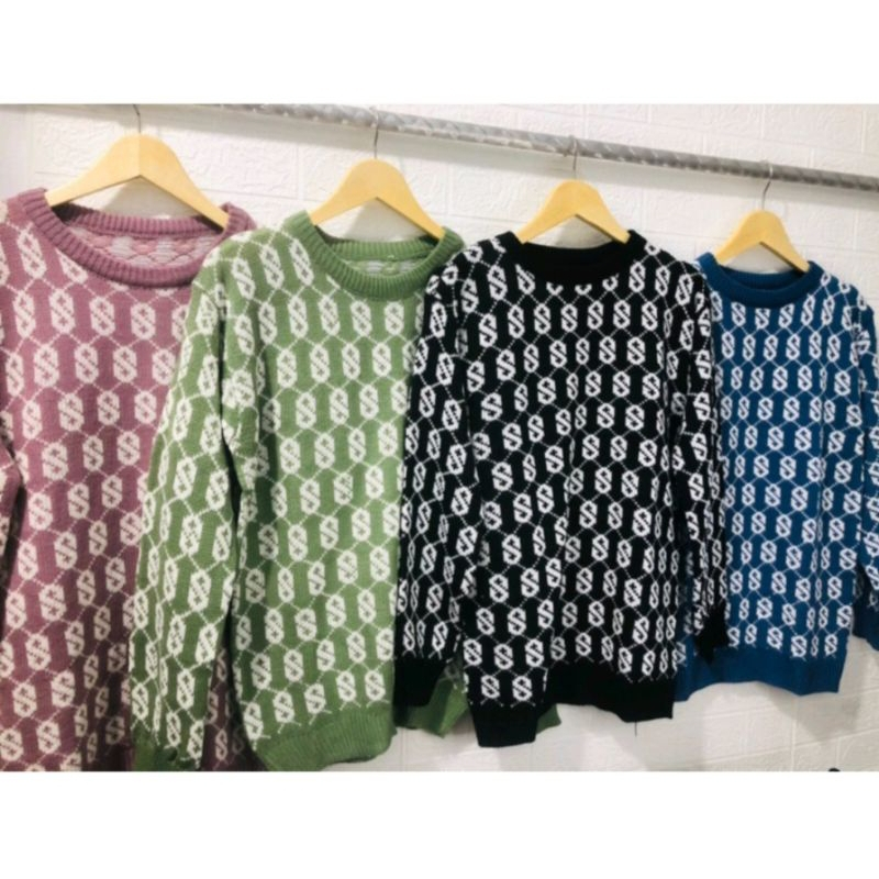 SWEATER MONOGRAM KNITWEAR/ATASAN RAJUT MOTIF MONOGRAM/BLOUSE MOTIF MONOGRAM