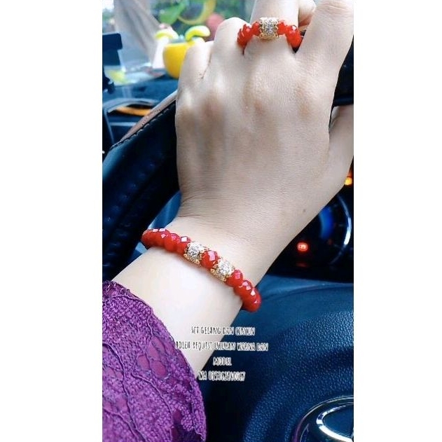 Set gelang kristal manik2 boba bermotif