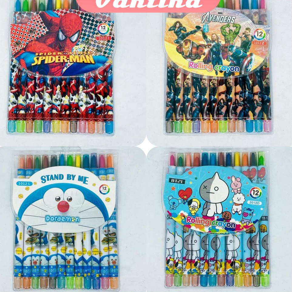 

➫✬✵ krayon Putar panjang 12 Warna /Crayon Putar Anak 12 Warna/Rolling Crayon/Oil Pastel