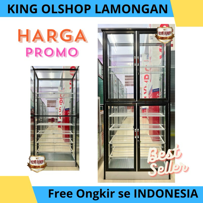Lemari Almini Pajangan Rak Boneka + Sepatu Kaca Riben Kaki full / Riben Kaki Roda [LAMONGAN]