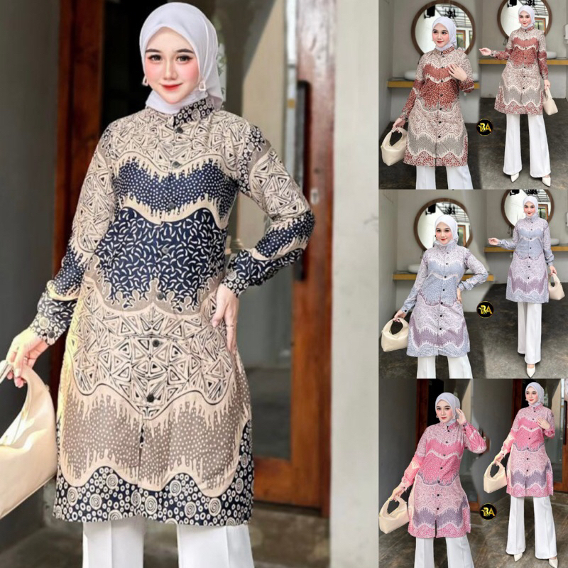 Tunik Batik Atasan Wanita Modern Tunik Kancing(busui)