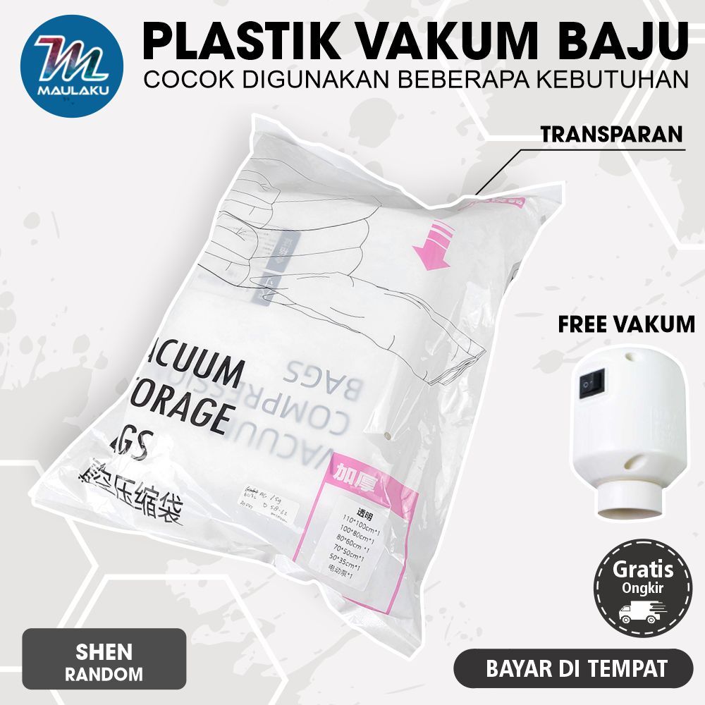 Plastik Vakum Baju Compression Vacuum Bag Various Size 5 PCS with Pump
