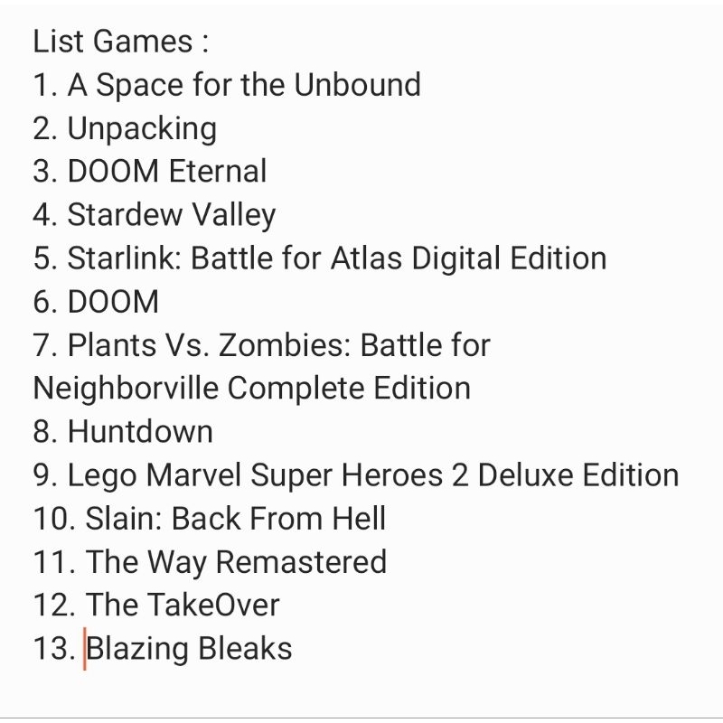 Nintendo Switch Secondary Games