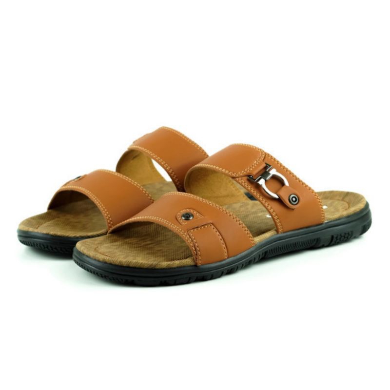 Khamzo Sandal Pria Slop Asli Kulit K01 Original Import Premium Kasual