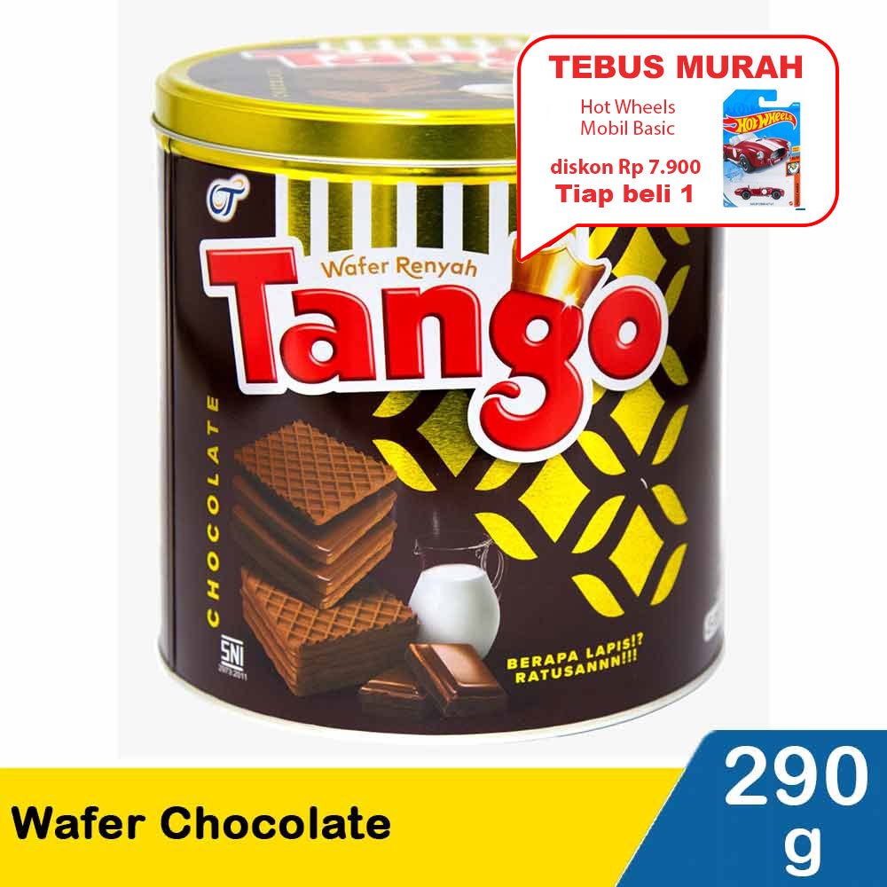 

f Biskuit Wafer Tango Kaleng 290 Gram coklat