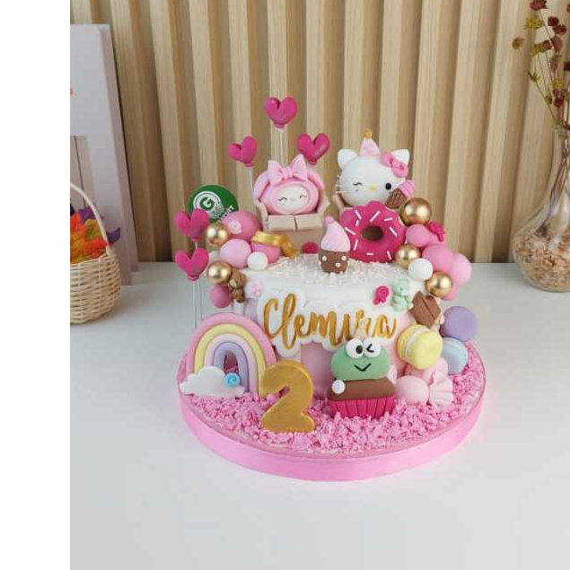 

CAKE TEMA SANRIO PINK UK 15CM / KUE ULANG TAHUN CUSTOME