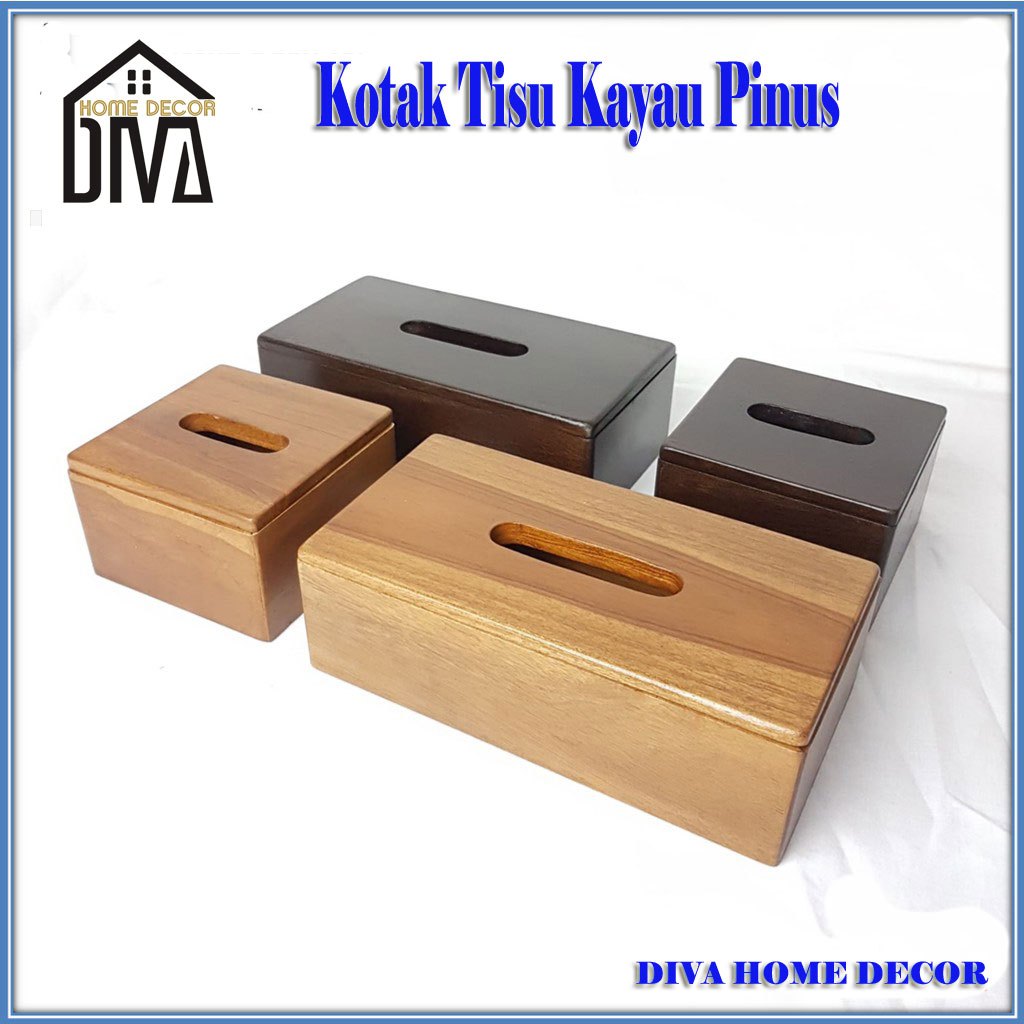 Tempat Tisu Kayu murah / Tempat tisu kayu pinus / Kotak Tisu kayu estetik / Wooden Tissue Box
