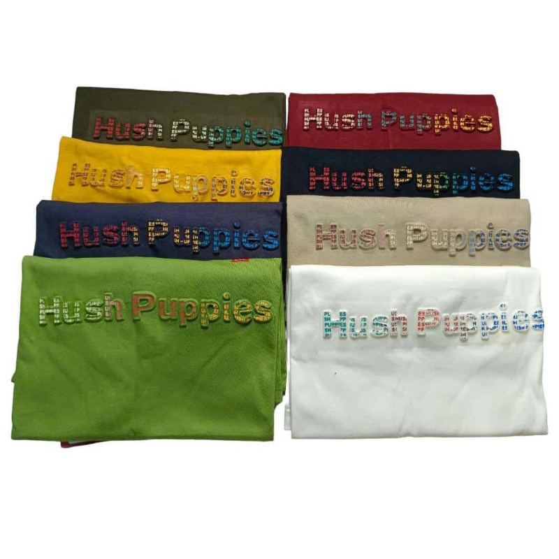 Kaos Big Size Hush Puppies Pria/Wanita Lengan pendek Kaos Jumbo 2XL 3XL 4XL Pria Wanita Hush Puppies