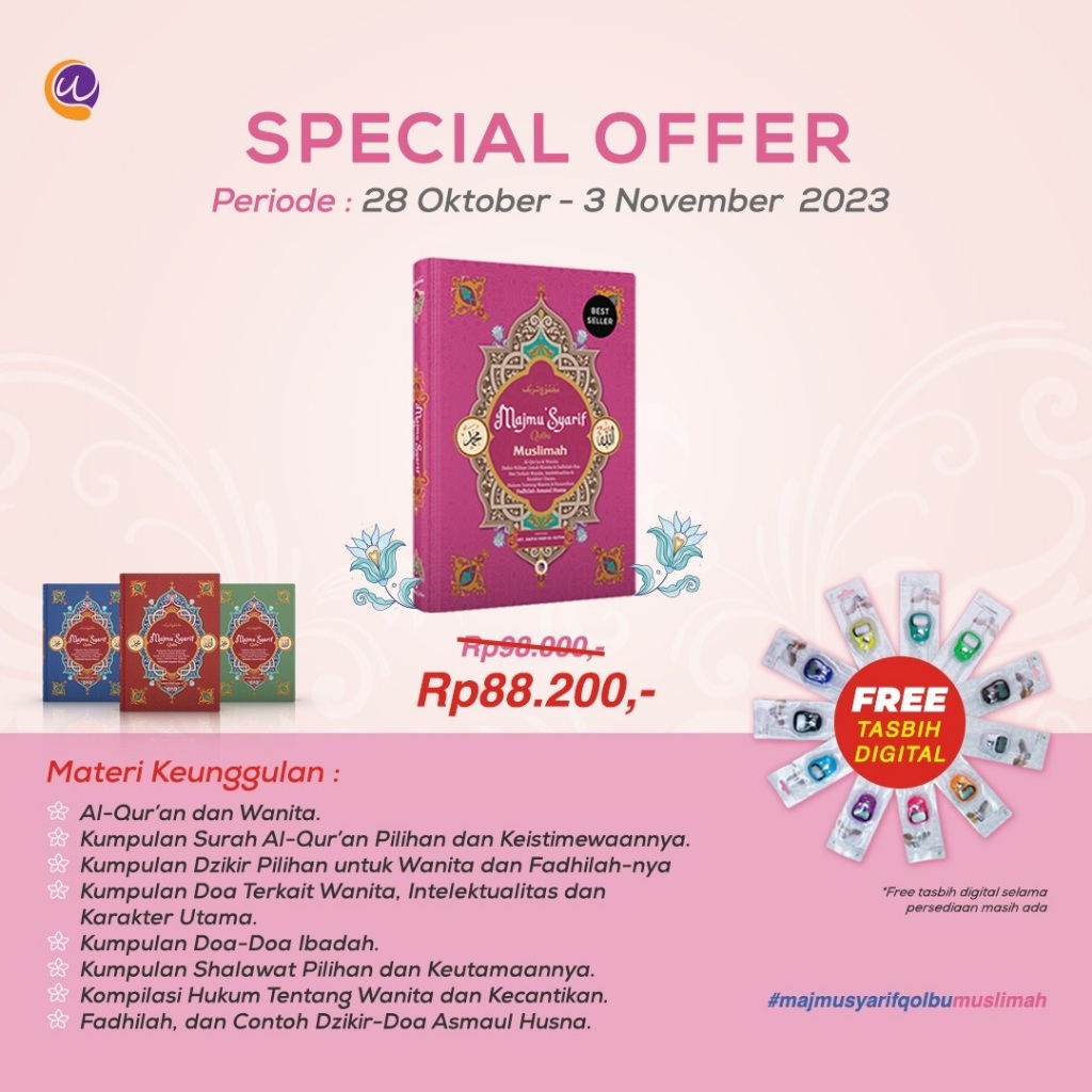 READY STOK  BUKU MAJMU SYARIF QOLBU MUSLIMAH FREE TASBIH DIGITAL