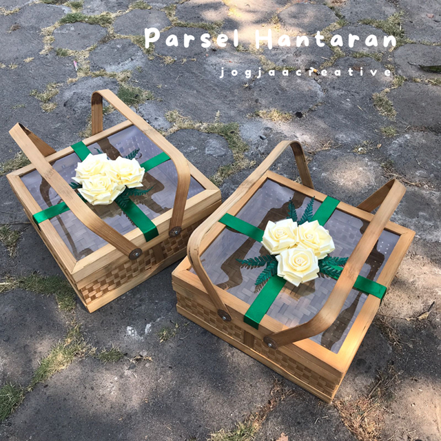 PARSEL BAMBU HATARAN NIKAH MURAH PARSEL KOTAK TUTUP MIKA FREE PITA BUNGA/ KOTAK HANTARAN CANTIK TEMA