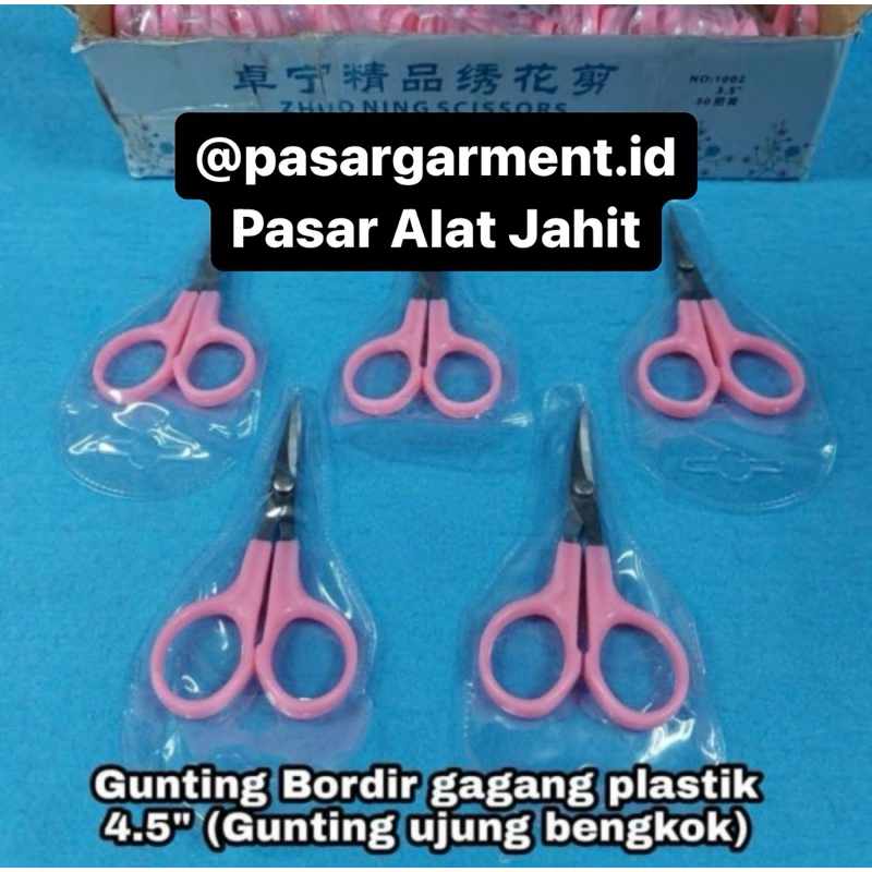 

Gunting Bordir gagang plastik 4.5in (ujung bengkok)
