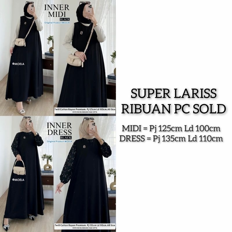 INNER DRESS HITAM ORI MOELA