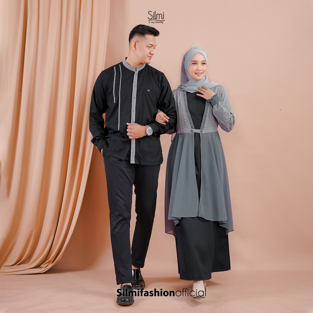 COUPLE AZAM AZIZAH FOSSIL ORI BY SILMI / gamis couple fashion muslim / couple kekinian / couple terbaru / set dress gamis couple / baju