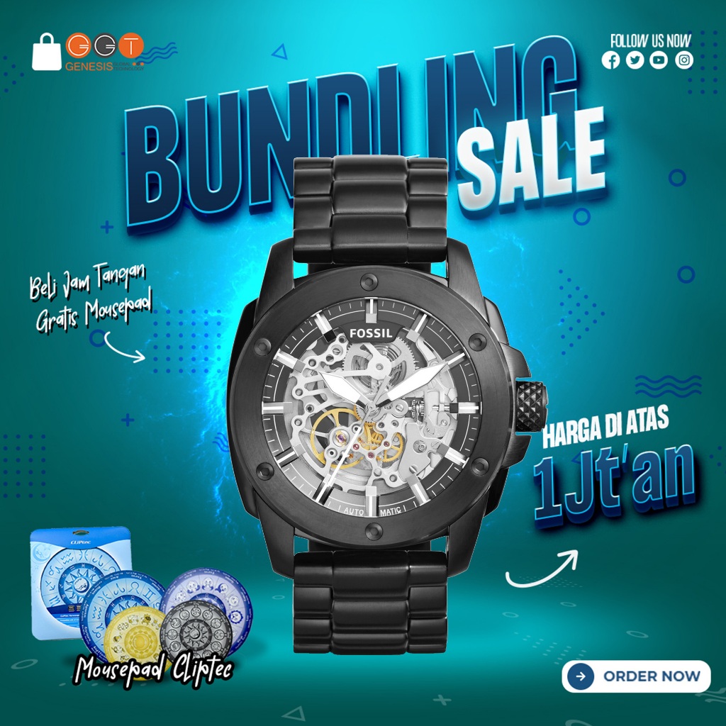 [DAPATKAN HADIAH] Jam Tangan Pria Fossil ME3080 Modern Machine Automatic Black Stainless Steel