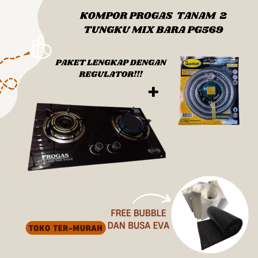 KOMPOR PROGAS  TANAM  2 TUNGKU MIX BARA QTM PG569