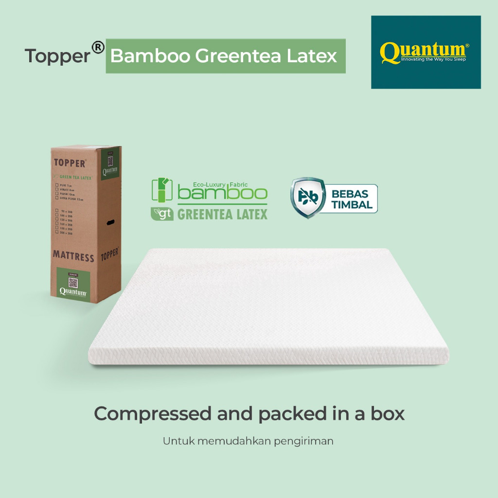 Topper Bamboo Greentea Latex Quantum / Pelindung Kasur / Pelapis Kasur